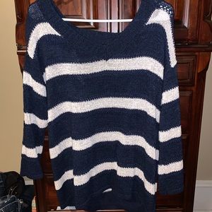 Maurices striped blue and white keyhole sweater